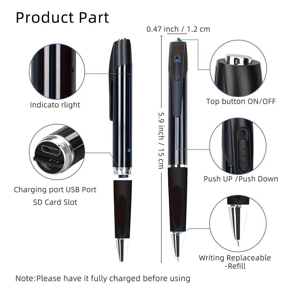 W8 Spy Pen — Hidden Camera Pen With Audio & Loop Recording factory